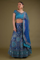 Blue Rayon Crepe embellished Lehenga1423 video